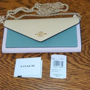 Coach colorblock envelope wallet with chain
